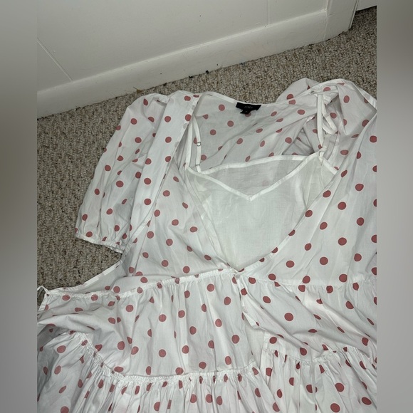 J. Crew Puff-sleeve cotton poplin wrap dress in white rose dot size M - Picture 9 of 9